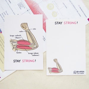 Stay Strong Postcard, Bicep, tricep, Muscle, muscle postcard, you can do it postcard, courage, anatomy, biology, science