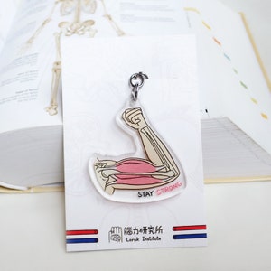 Stay Strong Muscle Keychain, Bicep keychain, science keychain, anatomy keychain, keychain for doctor, keychain for nurse, internal organs