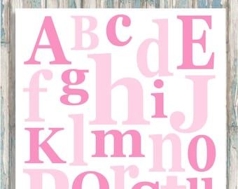 Pink ABC Wall Art: Printable Alphabet Poster (Digital Download)