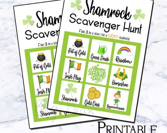 Shamrock Scavenger Hunt - UTSKRIVBAR - Barnaktiviteter, hemundervisning, förskola, lägre årskurser, virtuellt klassspel