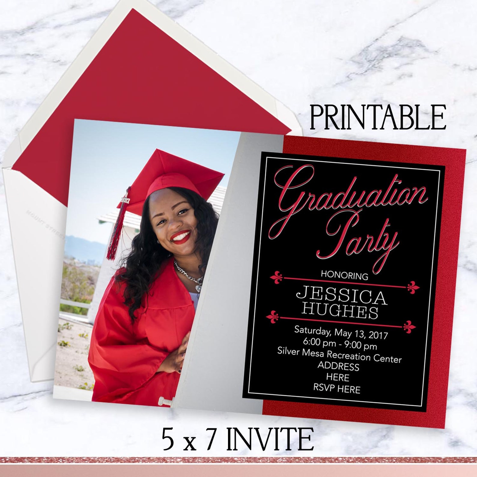 Red & Black Graduation Party Invitation Graduation | Etsy