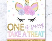 Unicorn Birthday Party Sign: 5x7 Treat Table Decor (Digital Download)