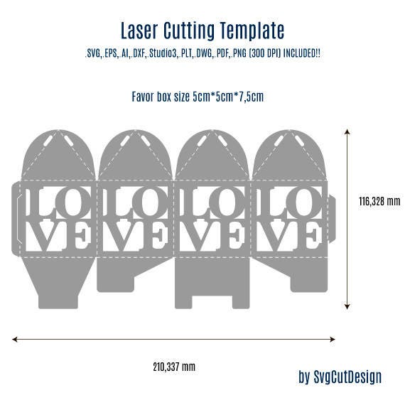 Download Love Wedding Favor Box Template Laser cutting Commercial ...
