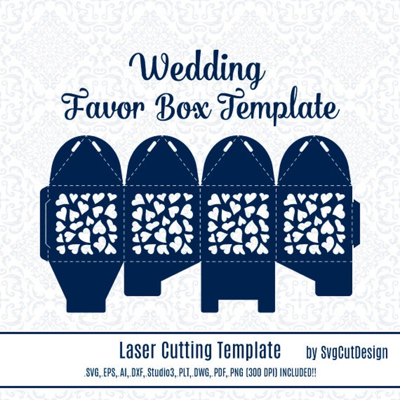 Download Wedding Favor Box Template Laser cutting Heart Commercial ...