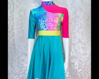 Lidia Dance Dress/ Elbow peak performance/ danza vestido/ worship/ ballet / asymmetrical/ spandex dress/ midi/ dance outfit/lyrical/ stretch
