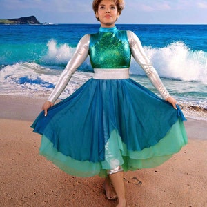 Deborah Dance Dress/ Dance dress/ turquoise dress/ worship dress/ ballet dress/,