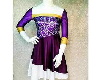 BETHEL Dance Dress/ Dance dress/ Purple dress/ worship dress/ ballet dress/ asymmetrical/ blues/ reds/ spandex dress/ midi/ dance outfit