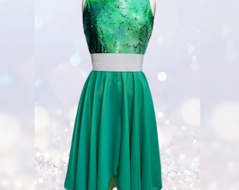 Hope Sleeveless Hi-low Dance Dress/ Dance dress/ green dress/ worship dress/ ballet dress/ hologram dress
