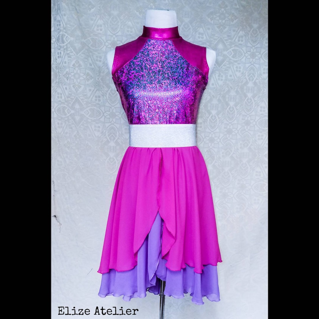 pink praise dance dresses Kids Praise Dance Dress Sequins Bodice Liturgical Worship Church Robe Praisewear