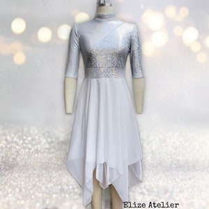 Elizabeth Dance Woman Elbow Sleeve Dress/ Mock Neck Colorful Two Layer Peak Dress/Dance Garment/ Overlay/Worship/ Praise/Tunic/Vestido Danza
