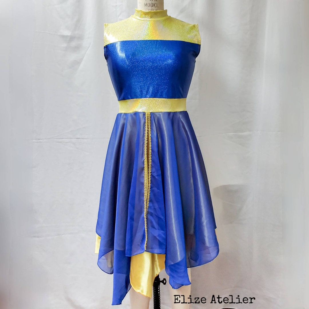 Hannah Dance Dress/ Dance Dress/ Royal Blue Yellow Dress/ Worship Dress/ Ballet Dress/vestido De ...