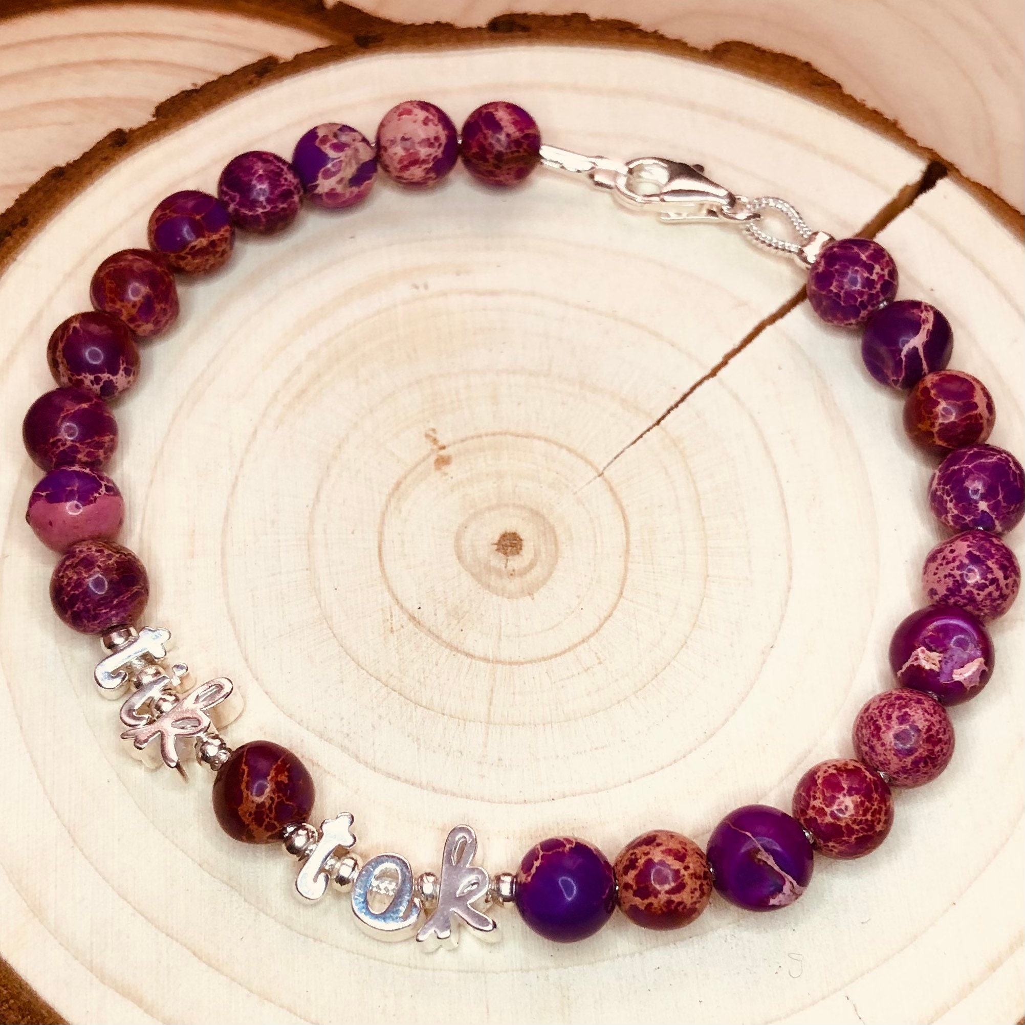 Tik Tok Bracelet 925 Sterling Silver Lowercase Letter Beads Etsy