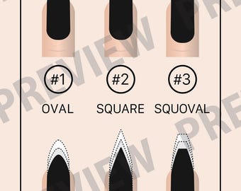 Nail Shape Guide: Salon Reference Sign (Digital Download, 8.5x11" PDF & PNG)