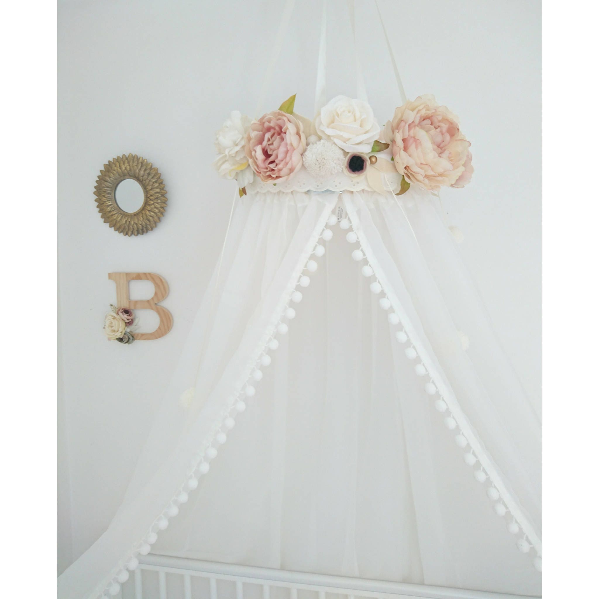 Bed Canopy Vintage Rose Crib CanopyFloral Canopy Reading Etsy