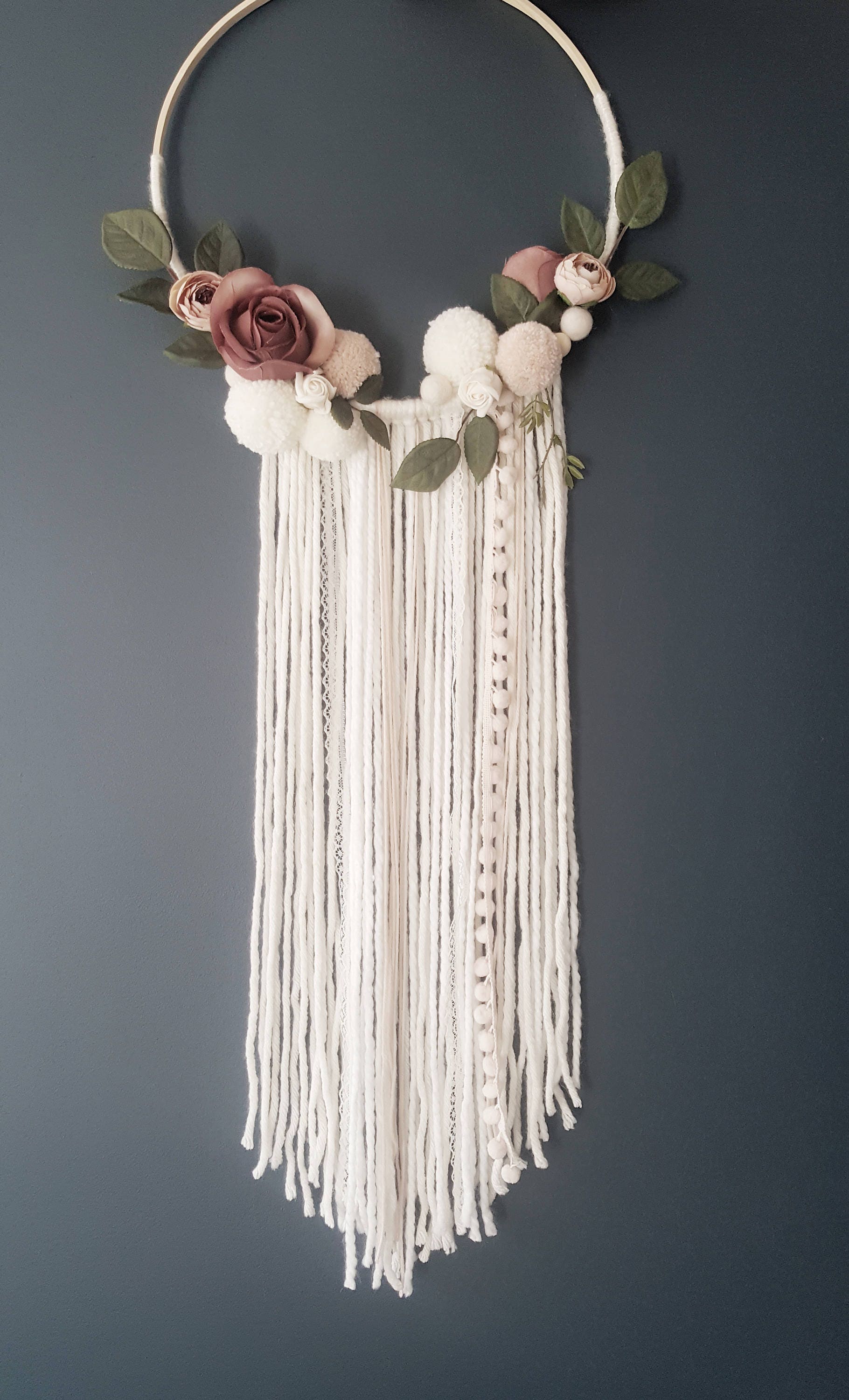 Dream Catcher Floral Wreath Wall Hanging Decor Floral Etsy
