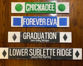 Custom Wooden Ski Trail Signs, Reclaimed Distressed Wood Ski Sign