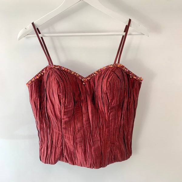 A size S, 00s red beaded corset top