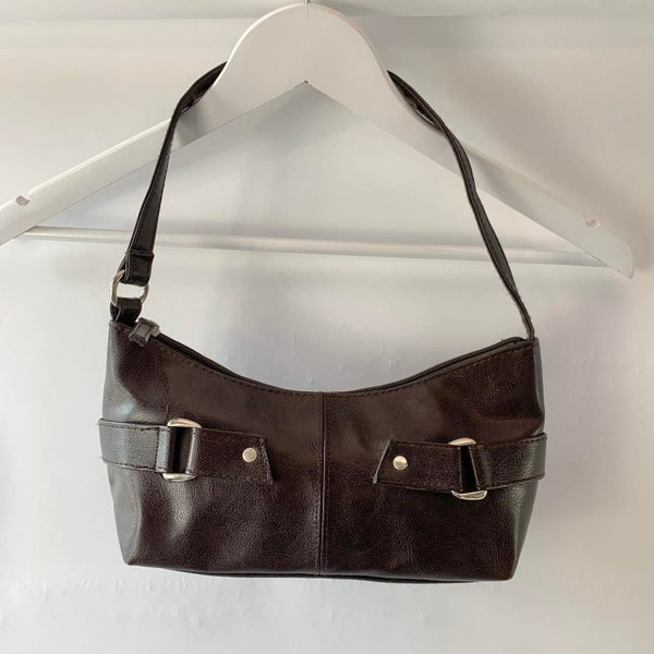 00's brown faux leather shoulder bag