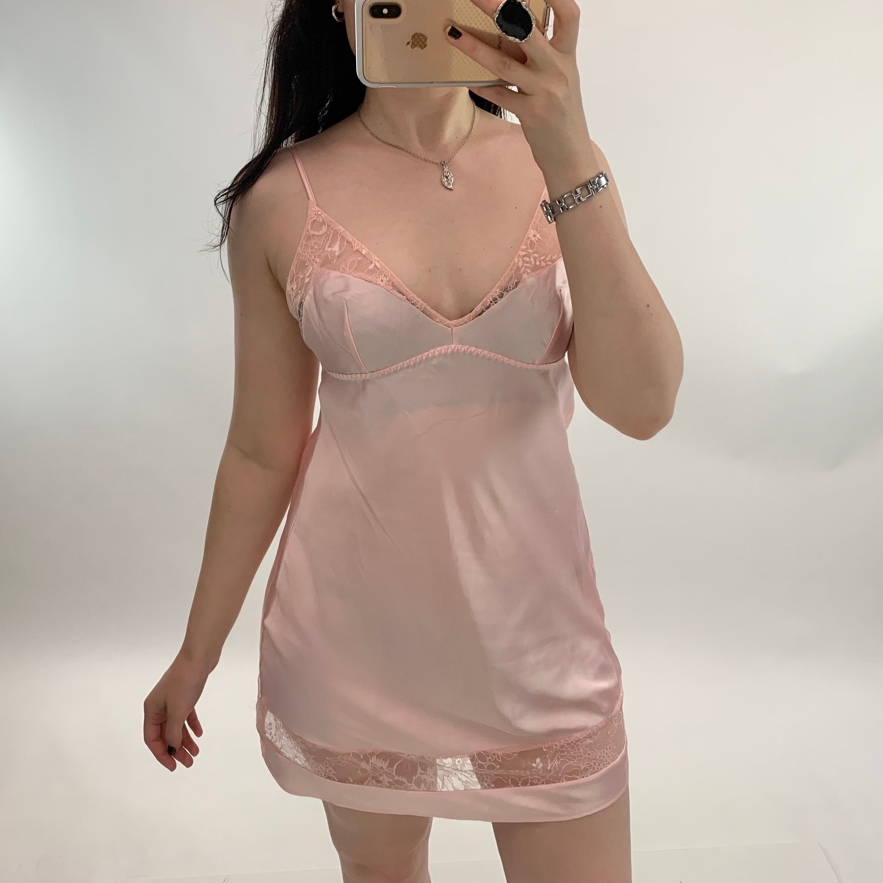 A Size UK 10, 00s Coquette Pink Slip Dress -  Hong Kong