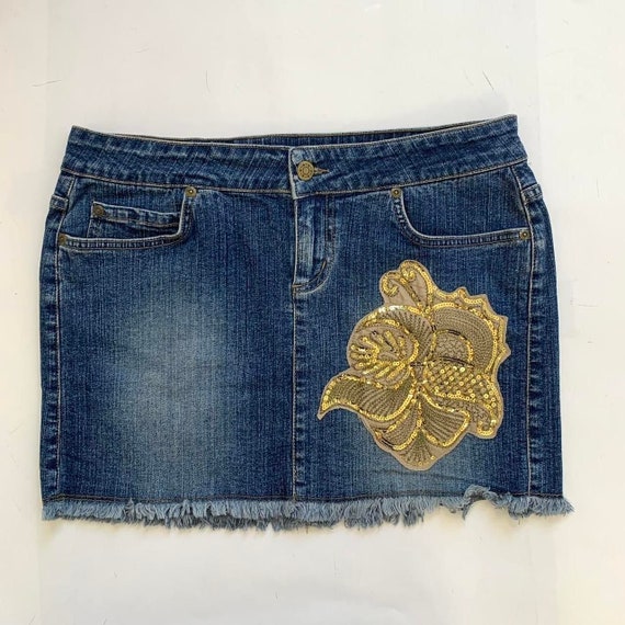 Denim mini skirt size 12 cheap