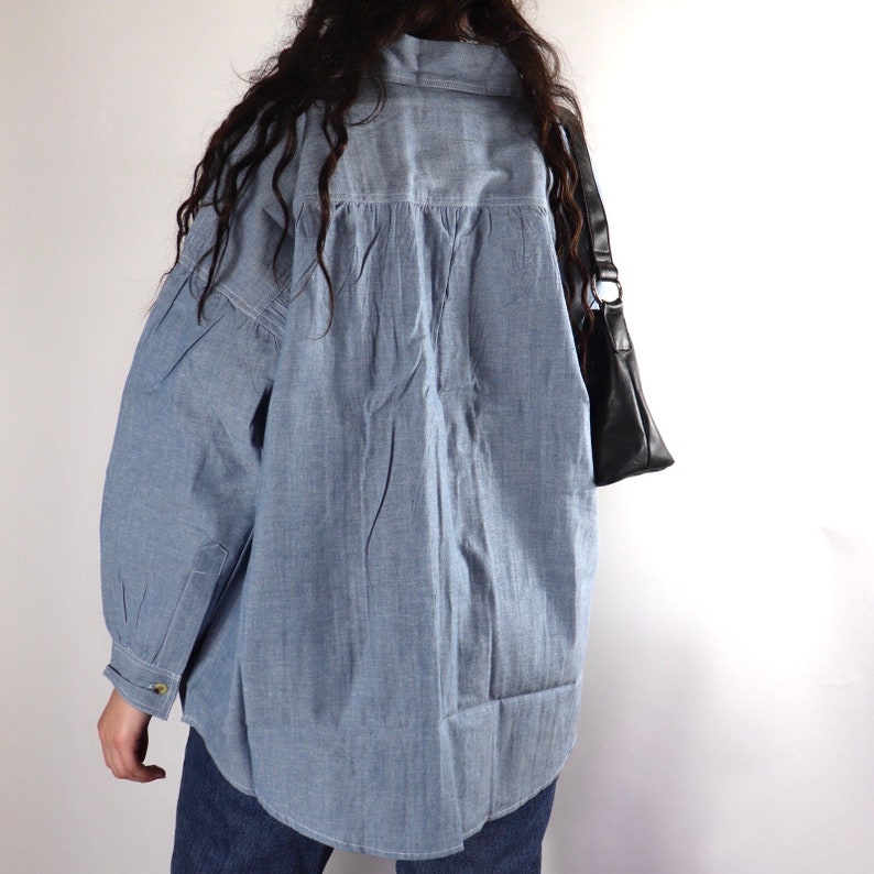 Vintage dead stock denim button up shirt jacket image 4