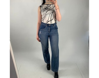 Blue high waisted relaxed fit straight leg jean