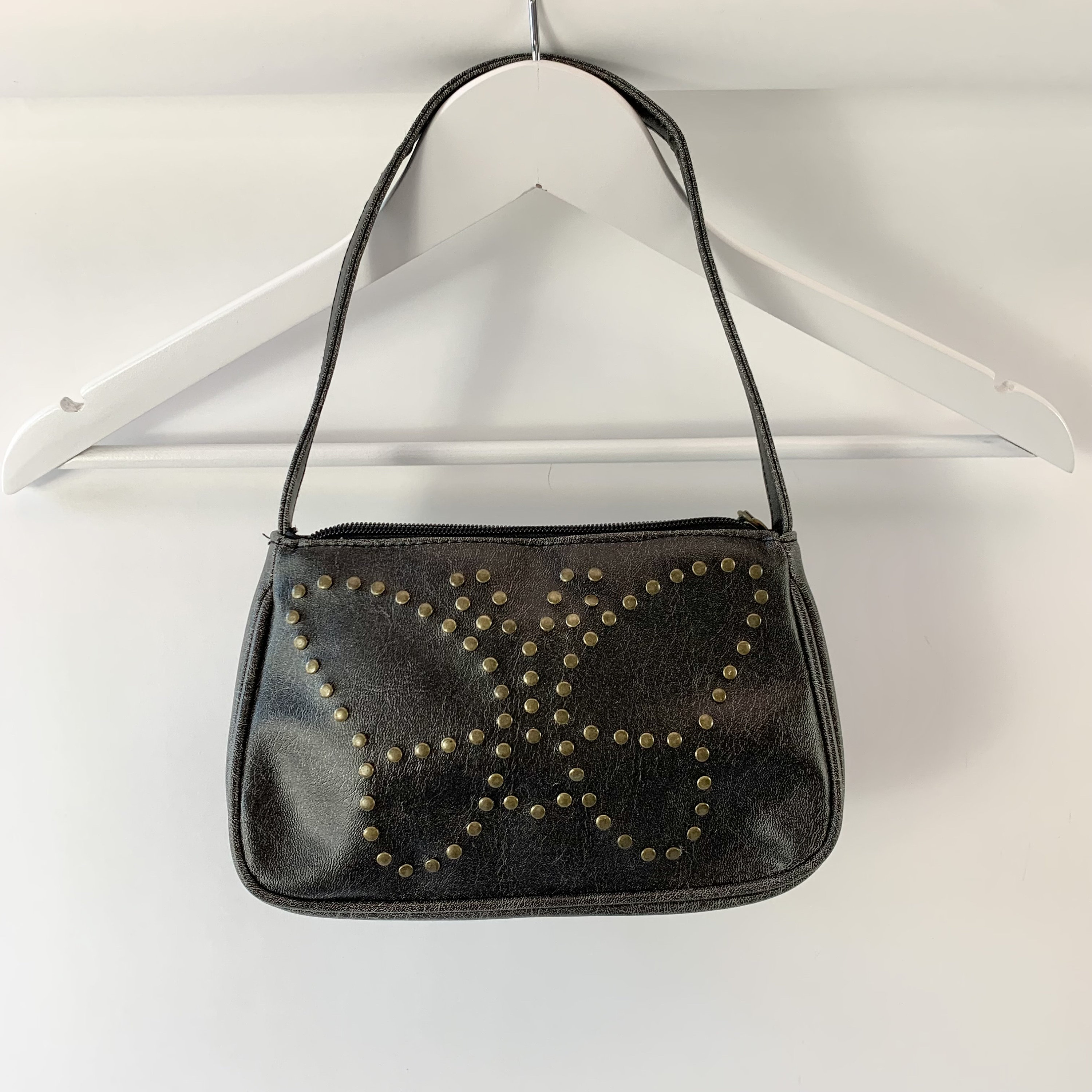 MBTI Leather Womens Shoulder Bag Y2k Cross Patch Handbag Small