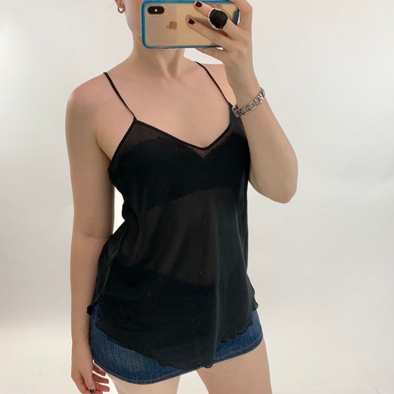 A Size S, 00's Black Sheer Cami Top 