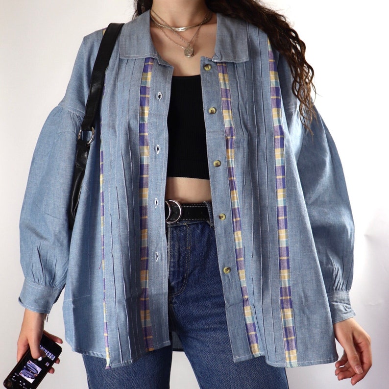 Vintage dead stock denim button up shirt jacket image 3