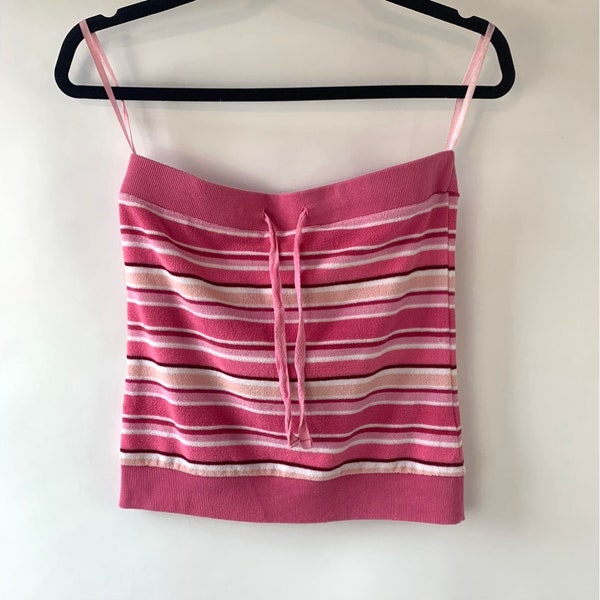 Vintage pink striped tube top with star patches