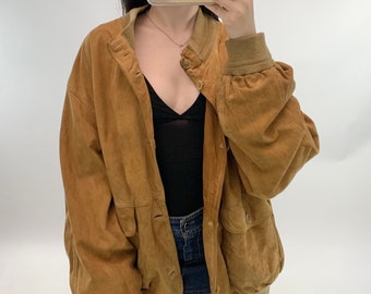 Vintage beige suede leather jacket