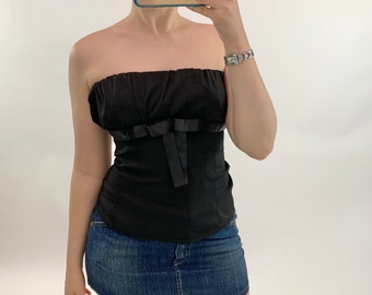 A size S, 00s black bow corset top