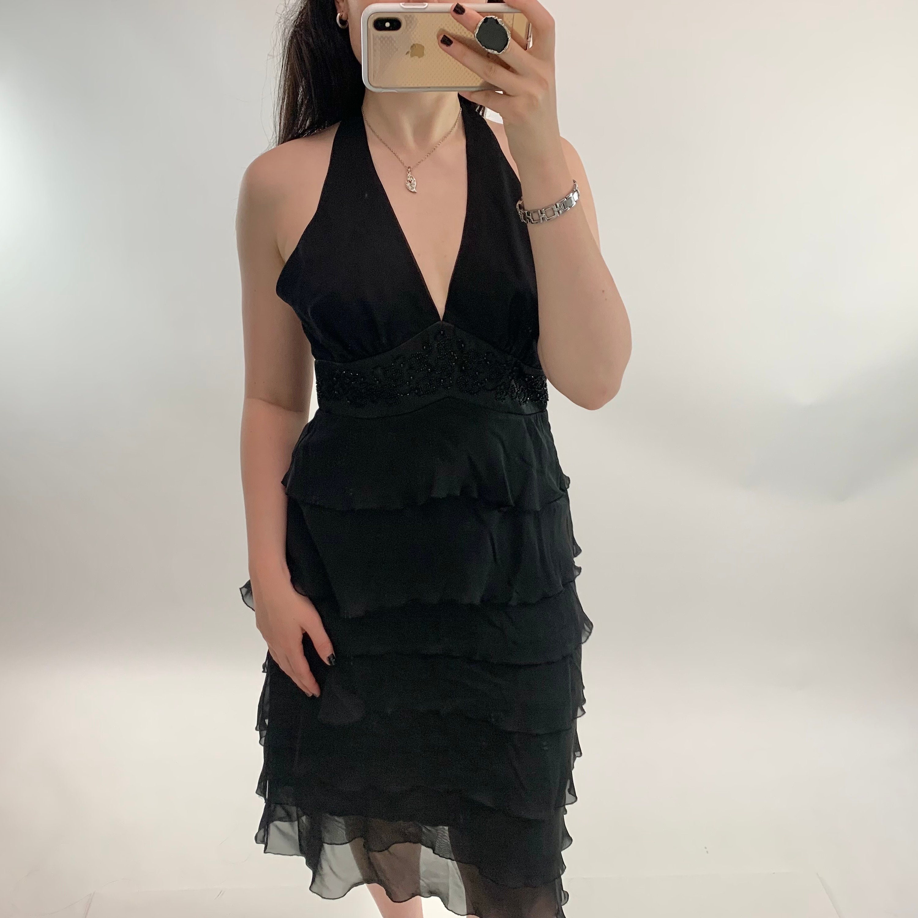 Nightway lace keyhole halter gown sales