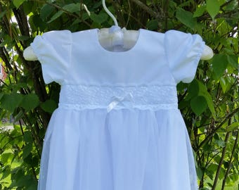 Romantic dress, Girl christening dress, Soft tulle dress for baby girl, Summer clothes, White dress, Flower girl dress, Coming home dress