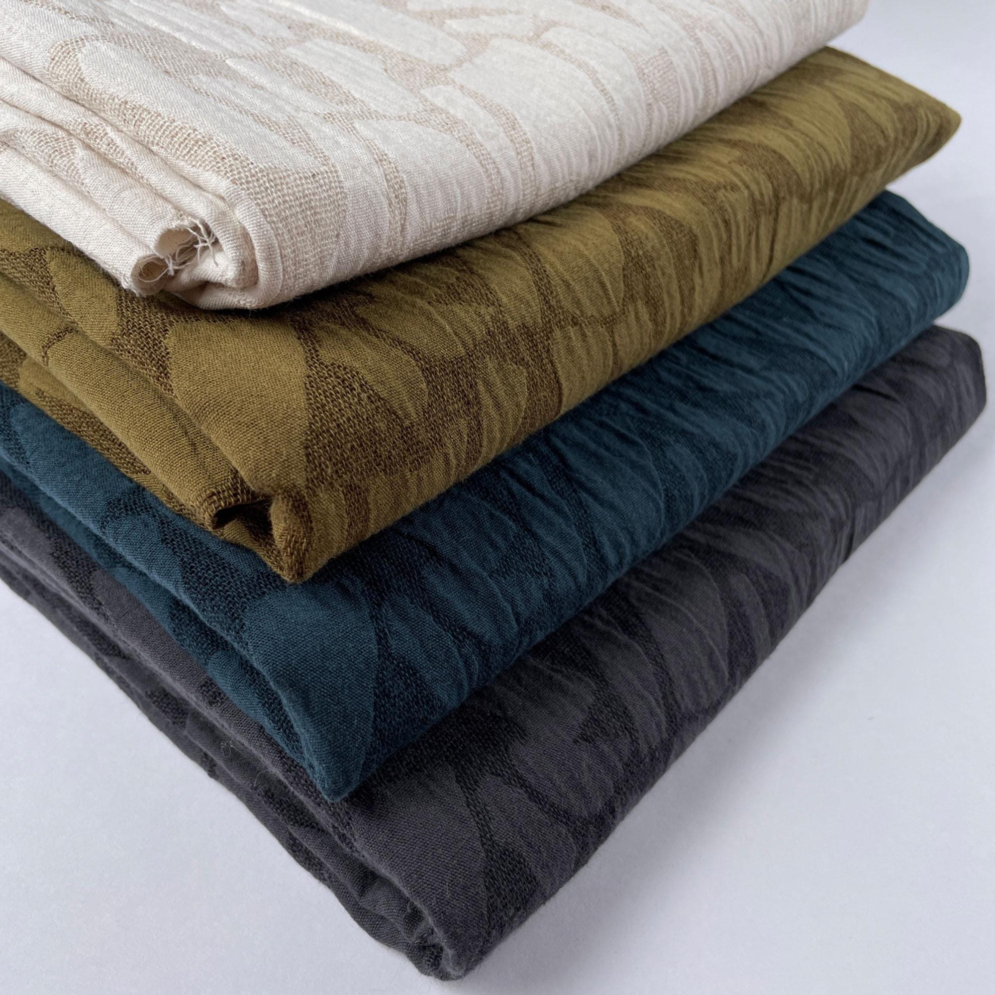 Linen / Viscose Jacquard Gauze - Olive Oil Linen / Viscose Jacquard Gauze - Olive Oil