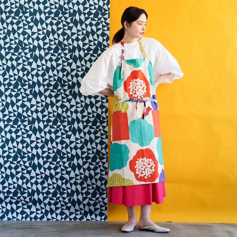 Cotton Linen Canvas Fabric in Bright Abstract Marimekko like Floral, by Echino of Japan image 6