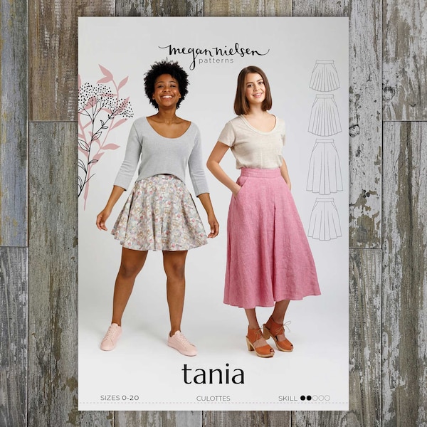 Patron de couture de jupe-culotte Tania de Megan Nielsen Patterns | Tailles 0-20