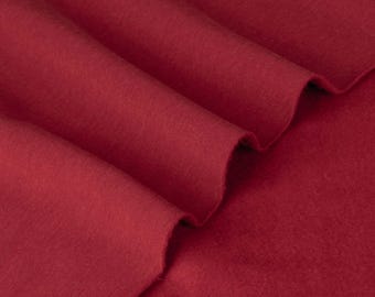 Bamboo Cotton Dream Fleece in Deep Red | Heavy weight, super soft, stretch sweatshirt fleece fabric for hoodies, joggers