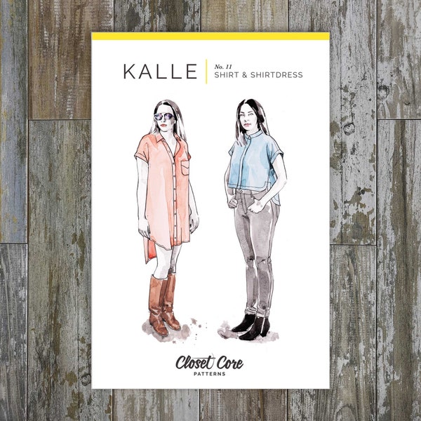 Kalle Shirt & Dress - Sewing Pattern by Closet Core - Sizes 0-20 - Chic button down shirt with high-low hem, button and sleeve options