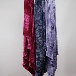 Flowy Bamboo Tie Dye Jersey Fabric in 3 colors | Midweight, opaque knit fabric with fluid drape, subtle sheen, and 4 way stretch