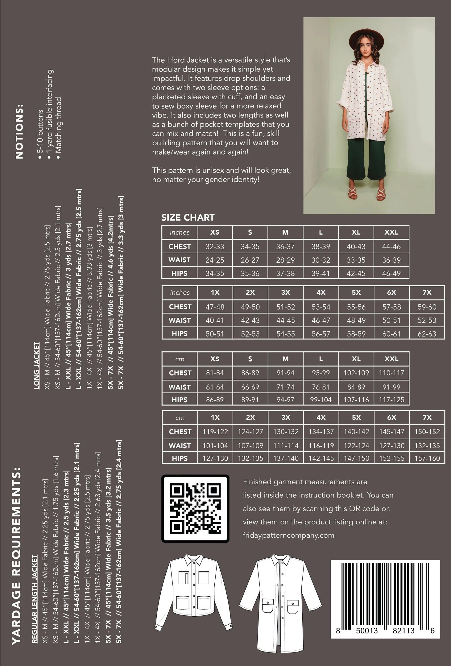 Ilford Jacket Sewing Pattern by Friday Pattern Company Ilford Jacket Sewing Pattern by Friday Pattern Company