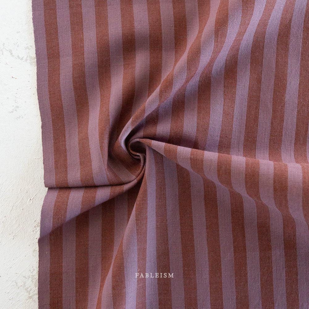 Yarn-Dyed Cotton Striped Fabric in  in Fig, for apparel, crafts & quilting, from Fableism Sun Stripes collection