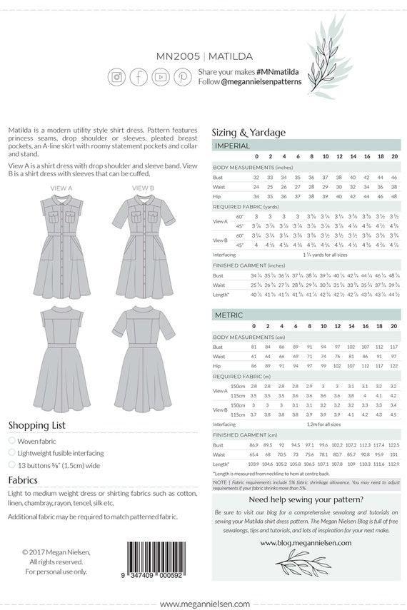 Matilda Dress - Megan Nielsen Patterns - Sewing Pattern Matilda Dress - Megan Nielsen Patterns - Sewing Pattern