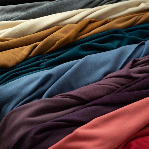 Bamboo Cotton Dream Fleece in 11 Colors | Heavy weight, super soft, stretch sweatshirt fleece fabric for hoodies, joggers