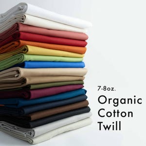 Premium Organic Cotton Twill Fabric in 21 colors | Midweight with a relaxed hand, great  for pants, chore coats, jackets, bags