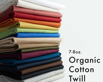 Premium Organic Cotton Twill Fabric in 21 colors | Midweight with a relaxed hand, great  for pants, chore coats, jackets, bags