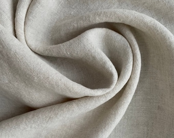 Soft-washed Lightweight Linen Fabric in OatStonewashed european linen fabric by the yard for clothing