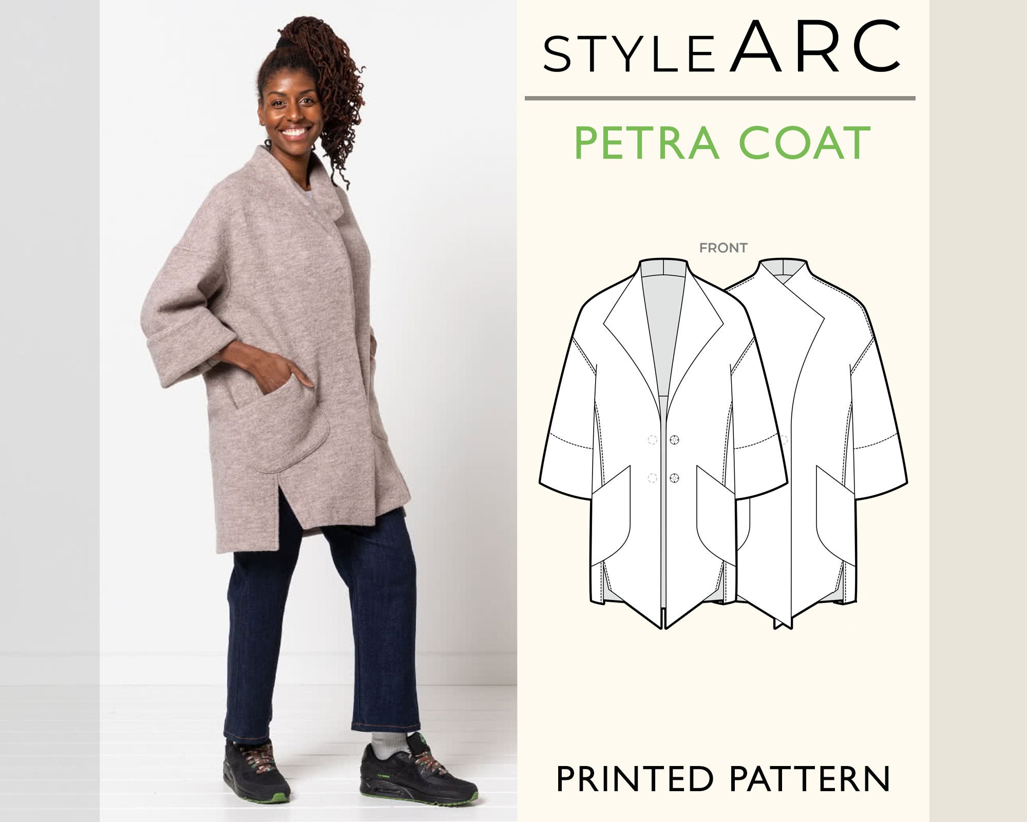Petra Coat Sewing Pattern by Style Arc, US Sizes 0-18 Petra Coat Sewing Pattern by Style Arc, US Sizes 0-18
