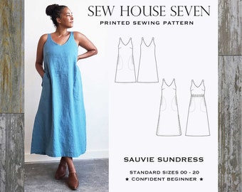 Sauvie Sundress Sewing Pattern by Sew House Seven | V-Neck Midi & Maxi (Sizes 00-20)