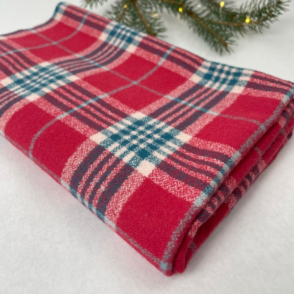 Cozy Soft Organic Cotton Flannel Fabric in Crimson Plaid | Midweight perfect for fall and winter shirts, pajamas, robes